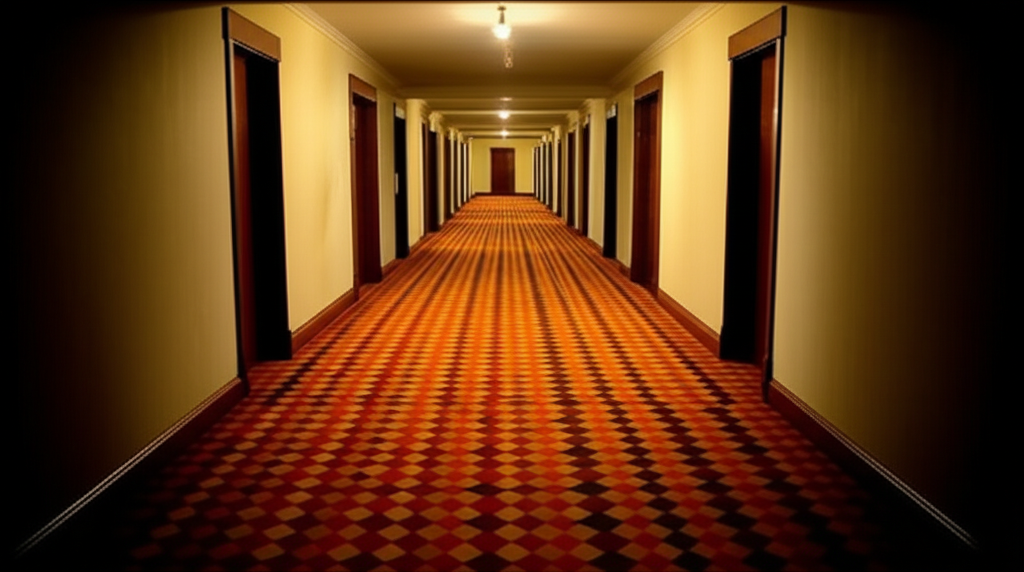 Cinematic still from The Shining